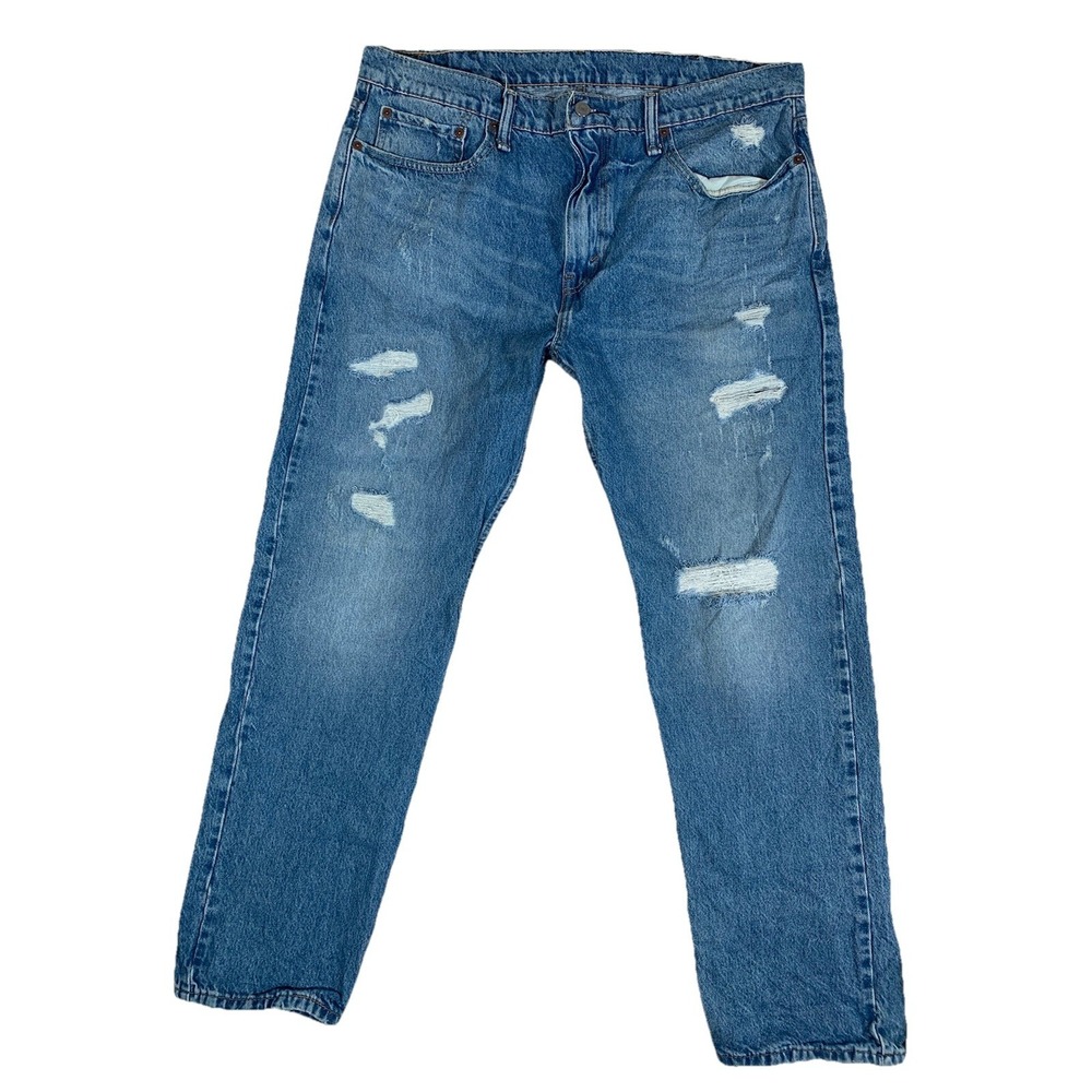 Levis 502 Jeans Men's 38x32 Blue Tapered Leg Athletic Fit Distressed Rugged